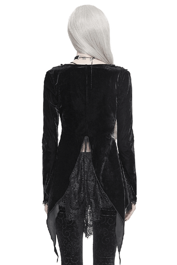 Vintage Gothic Black Velvet and Lace Jacket for Women